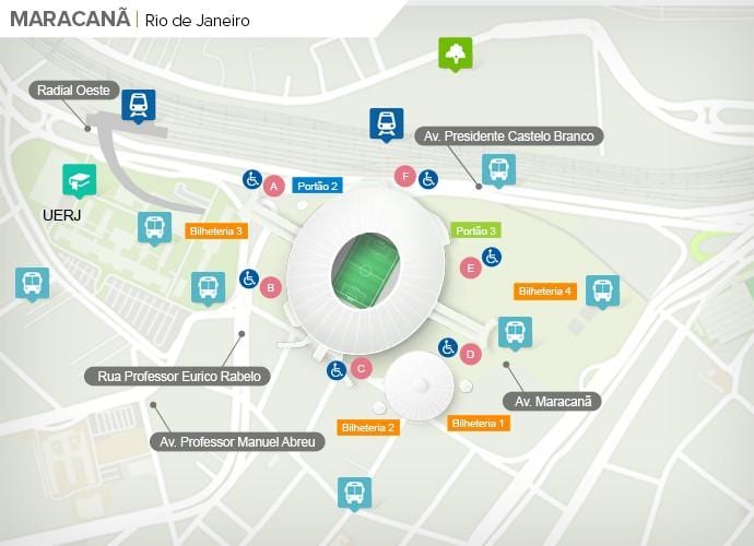 ನಕ್ಷೆ ಕ್ರೀಡಾಂಗಣ Maracanã accès