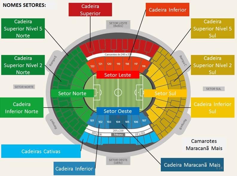 ನಕ್ಷೆ ಕ್ರೀಡಾಂಗಣ Maracanã secteurs