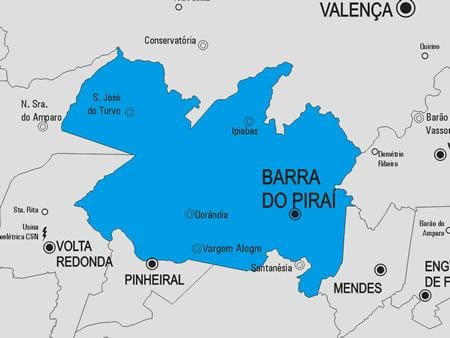 ನಕ್ಷೆ Barra do Piraí ಪುರಸಭೆ