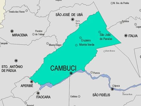 ನಕ್ಷೆ Cambuci ಪುರಸಭೆ