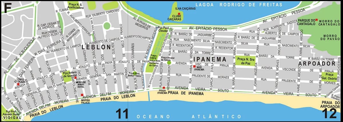 ನಕ್ಷೆ Ipanema ಬೀಚ್