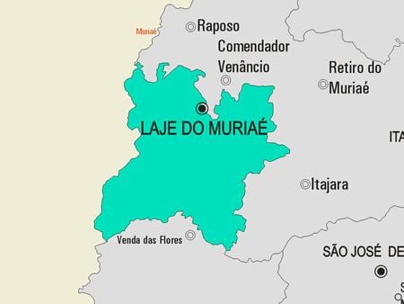 ನಕ್ಷೆ Laje ಮಾಡಲು Muriaé ಪುರಸಭೆ