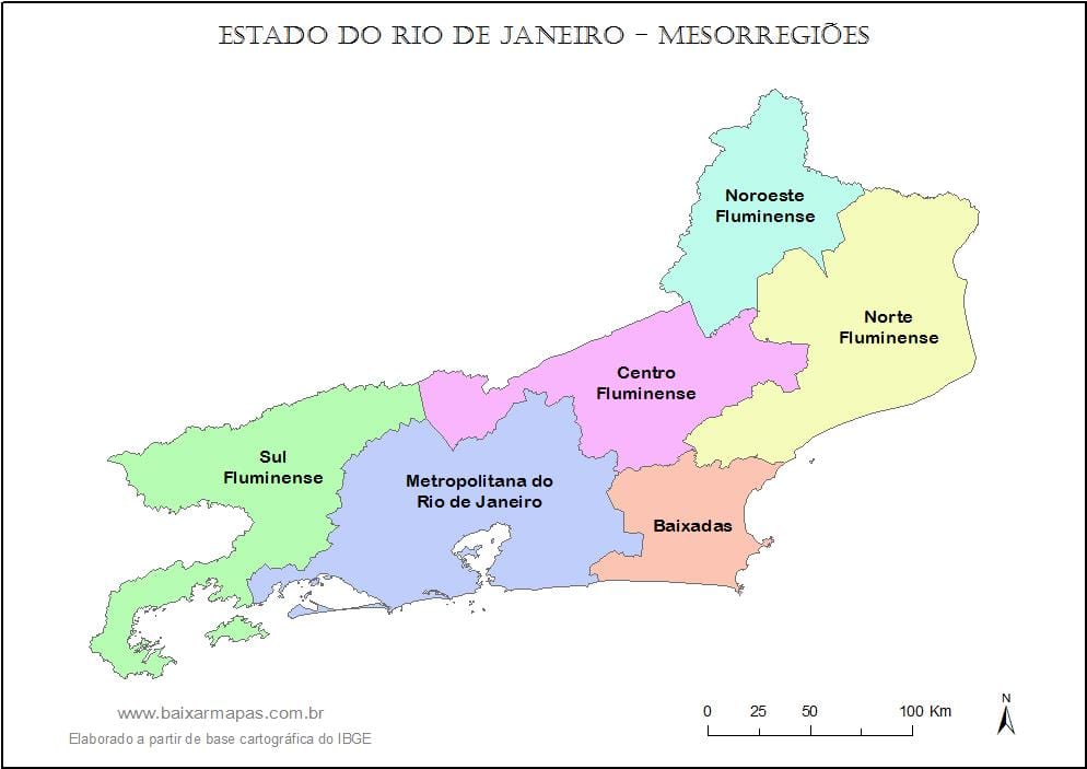 ನಕ್ಷೆ mesoregions ರಿಯೊ ಡಿ ಜನೈರೊ