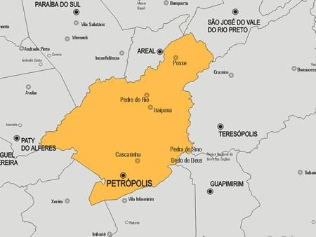 ನಕ್ಷೆ Petrópolis ಪುರಸಭೆ