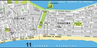ನಕ್ಷೆ Ipanema ಬೀಚ್